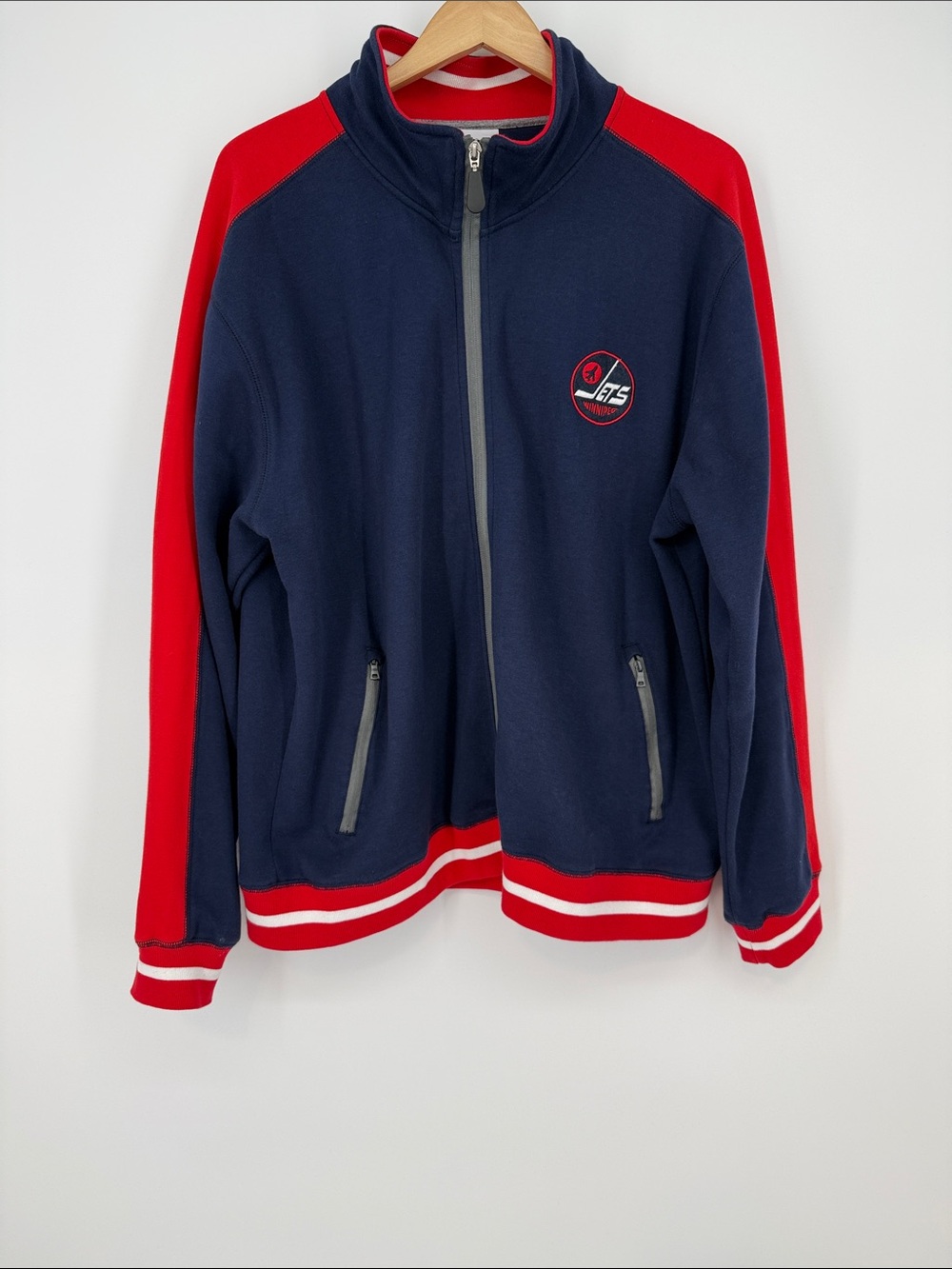 NHL Winnipeg Jets Navy & Red Zip-Up Track Jacket